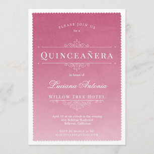 Convites Princesa Royal Elegant Pink Quinceanera