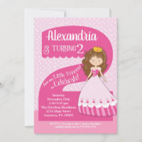 Princesa segundo aniversário Convidando Brunette G