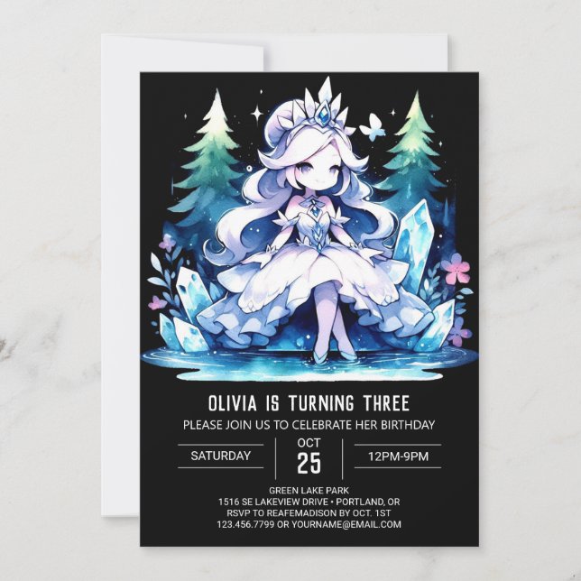 Convites Princesa Simples - Aniversário (Frente)