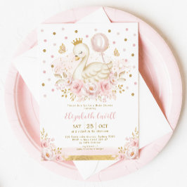 Convites Princesa Swan Dourada rosa com Chá de fraldas Balã