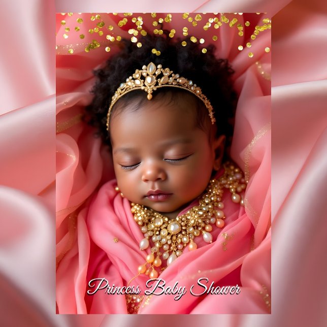 Convites Princesa Tiara de Bebê Menina Rosa Dourada Churras (Criador carregado)
