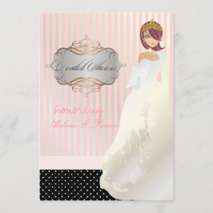 Convites Princesa + tiara/faixas/bolinhas/cha de noiva