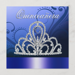 Convites Princesa Tiara Quinceanera (azul-indigo)