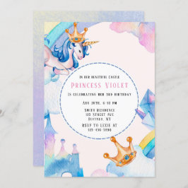 Convites Princesa Unicorn Castle 00th Festa de aniversário