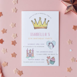 Convites Princesa Unicorn & Castle Fairytale Festa de anive