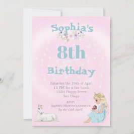 Convites Princesa Unicórn é cor-de-rosa e gira de aniversár