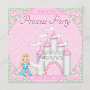 Convites Princesa, Unicórnio e Castelo de Pink Princess Pa