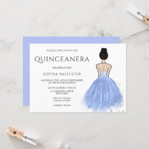 Convites Princesa Vestido Blue Wonderland Quinceanera