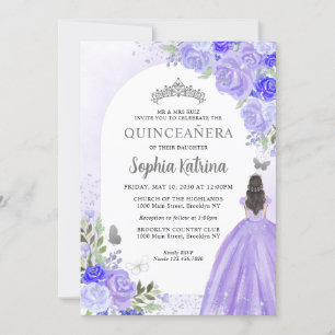 Convites Princesa Violeta Roxa Floral Princesa Birthday Qui