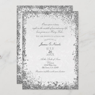 Convites Princesa White Damask Storybook Elegant Weding