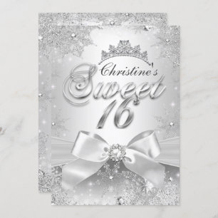 Convites Princesa Winter Wonderland Silver Sweet 16 Invite