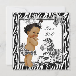 Convites Princesa Zebra Menina Chuvada de Bebê Étnica