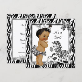 Convites Princesa Zebra Menina Chuvada de Bebê Étnica