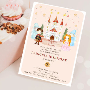 Convites Princesas e Cavalheiros Aniversário de Menina