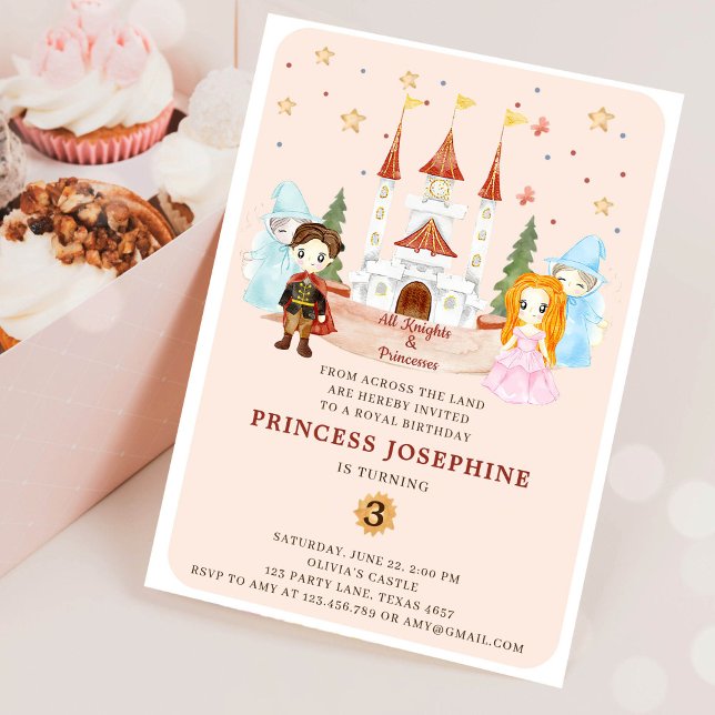 Convites Princesas e Cavalheiros Aniversário de Menina (Criador carregado)