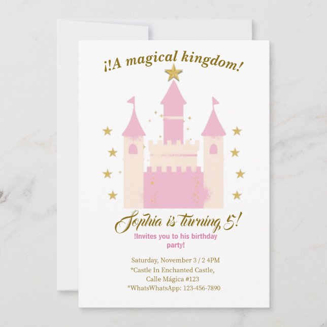 Convites Princess and Castle Birthday Invitation | "Childre (Frente)