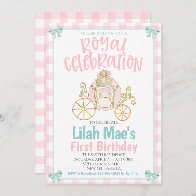 Convites Princess Birthday Party Invitation (Frente/Verso)
