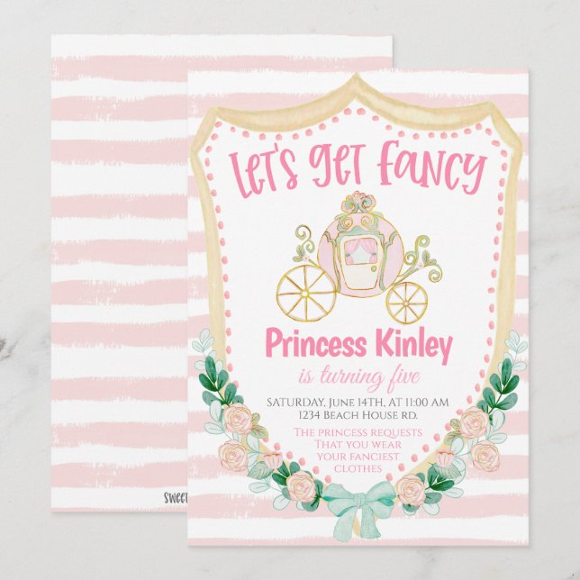 Convites Princess Birthday Party Invitation (Frente/Verso)