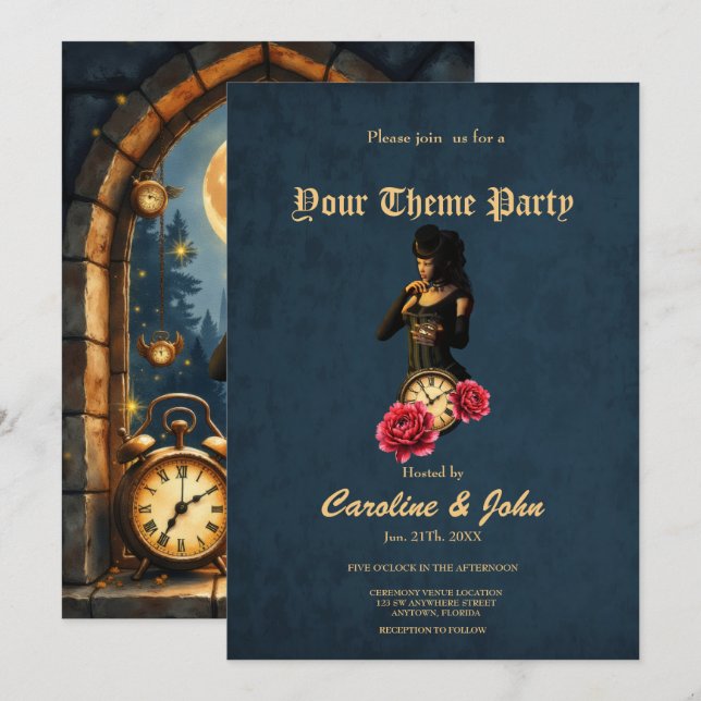 Convites Princess of the Clocks – Keeper of Moonlit Hours.  (Frente/Verso)