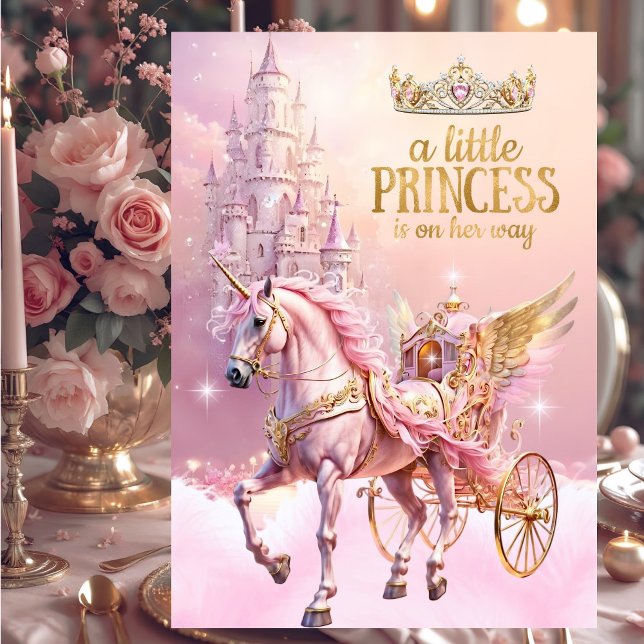 Convites Princess Pink gold Baby Shower Carriage (Criador carregado)