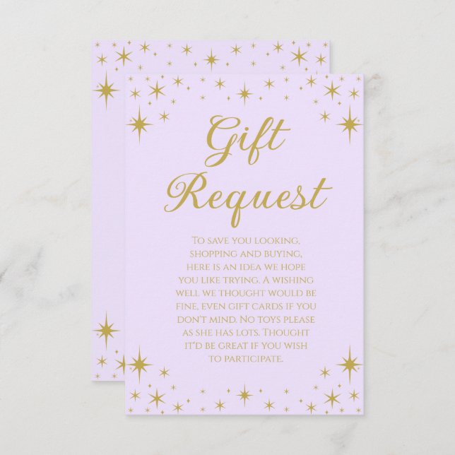 Convites Princess Royal Birthday Gift Request Card (Frente/Verso)