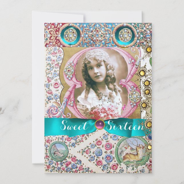 CONVITES PRINCESS SWEET 16 FESTA DE ANIVERSÁRIO, GEMSTONES  (Frente)