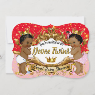 Convites Príncipe Africano Princesa Rosa e Vermelho Dourad