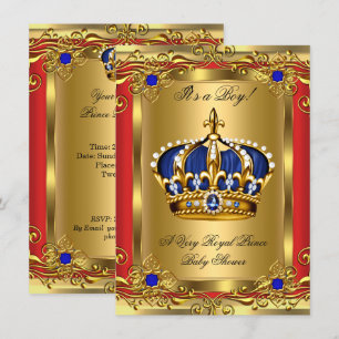Convites Príncipe Azul Real Menino Chuvada de Bebê Regal Ve