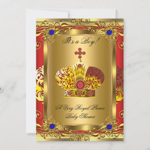 Convites Príncipe Azul Real Vermelho Regal Menino Chuveiro