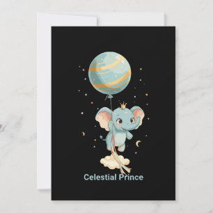 Convites Príncipe Celestial Fofo Elefante Balão Estrelas En