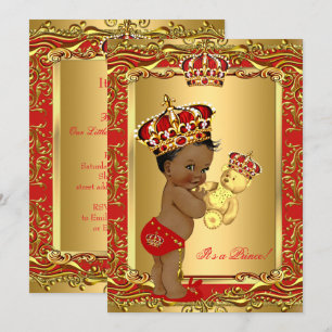 Convites Príncipe Coroa Bebê Royal Vermelho Churrasco Urso 