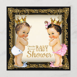 Convites Príncipe ou Princesa Rico Revelação Chá de fraldas