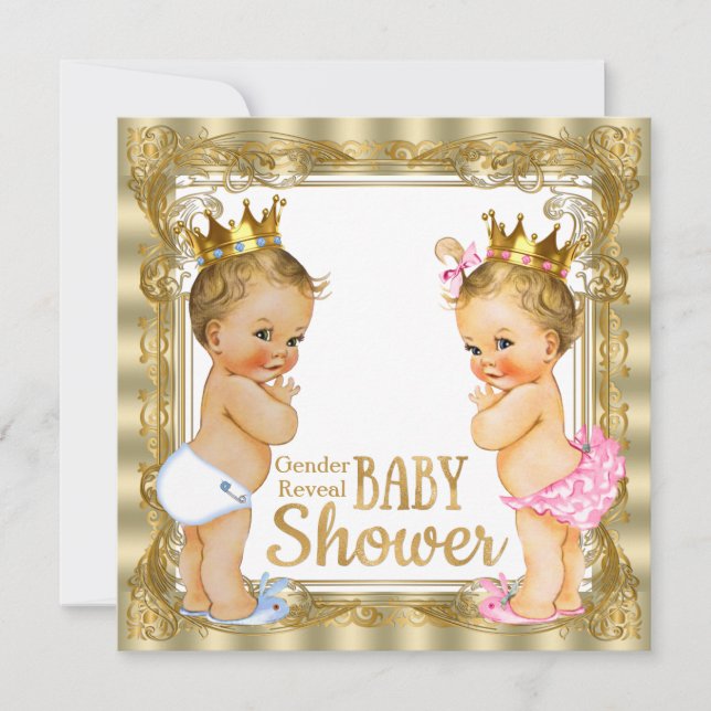 Convites Príncipe Princesa Chá de fraldas de Revenda (Frente)