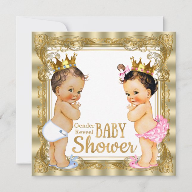 Convites Príncipe Princesa Chá de fraldas de Revenda (Frente)