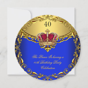 Convites Príncipe Rei Vermelho Dourado Coroa Azul Real Aniv
