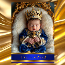Convites Príncipe Royal Blue Dourado Chá de fraldas Rattle