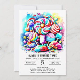 Convites Printable Birthday do Pastel Candy
