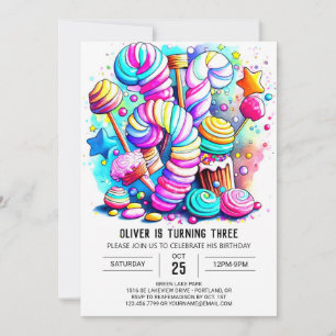 Convites Printable Birthday Pastel Candyland