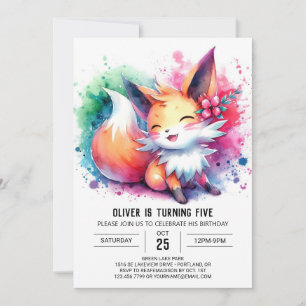 Convites Printable Fox Birthday