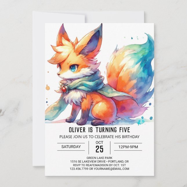 Convites Printable Fox Birthday (Frente)