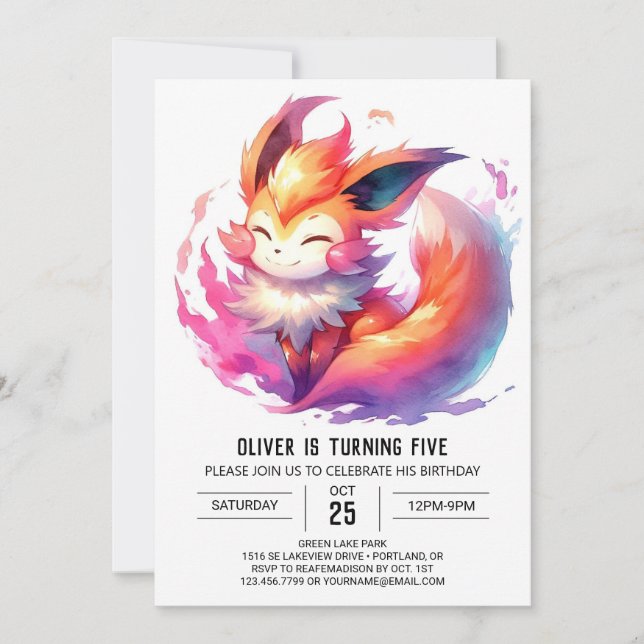 Convites Printable Fox Birthday (Frente)