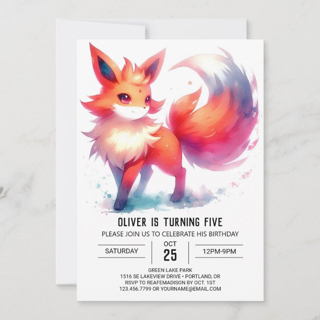 Convites Printable Happy Fox Birthday (Frente)