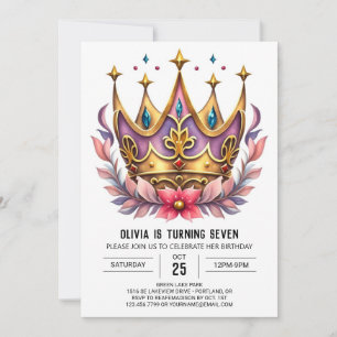 Convites Printable Princess Crown Birthday