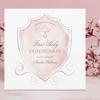 Convites Prioridade Comunitária de Crest de Aquarela Rosa E