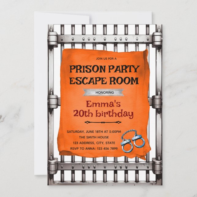 Convites Prison escape room party Invitation (Frente)