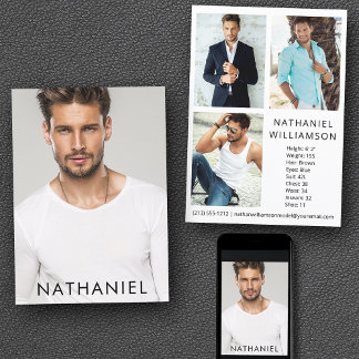 Convites Pro Model Ator 4 Fotografias Modern Comp Card