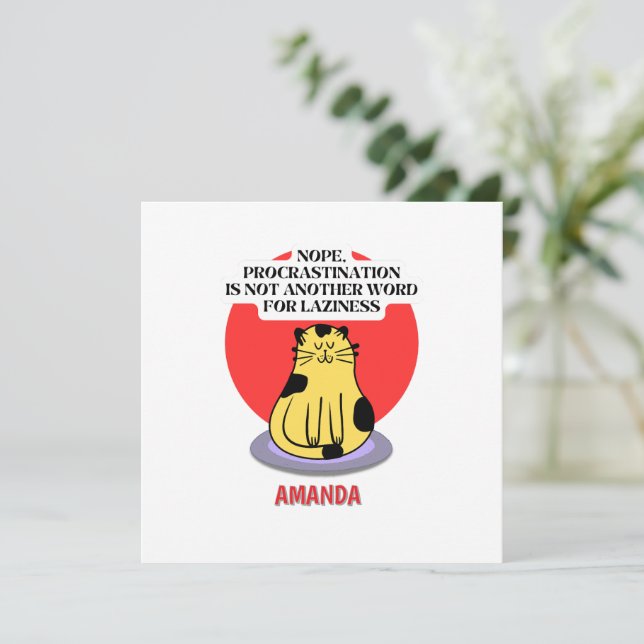Convites Procrastination Theme Cat's Meme  (Em pé/Frente)