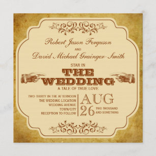 Convites Produção alegre do teatro do casamento do vintage