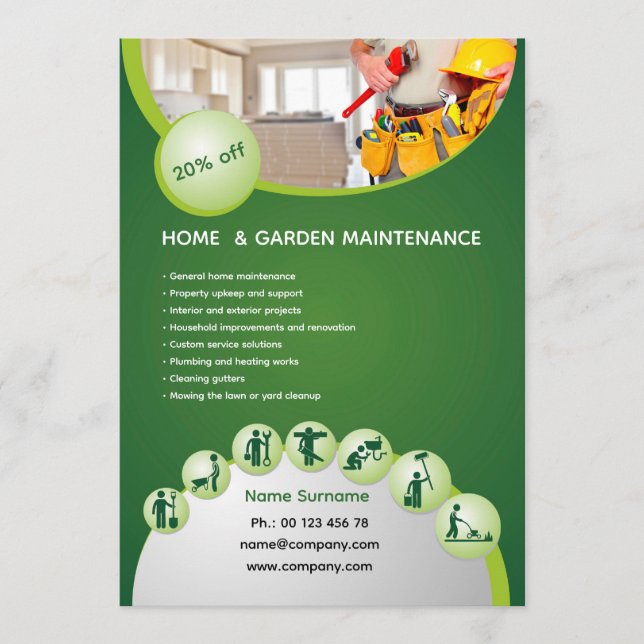 Convites Professional handyman flyer template  (Frente)