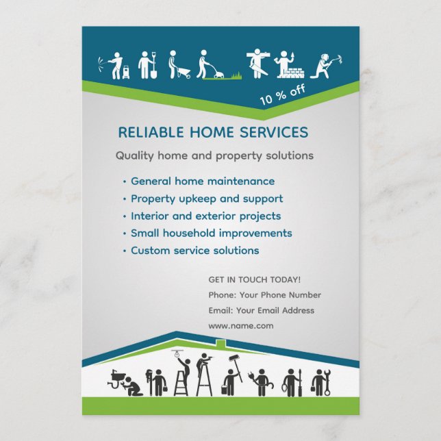 Convites Professional Home Maintenance Flyer Template (Frente)